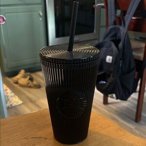 Starbucks Black Textured Tumbler With Straw